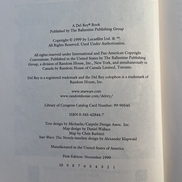 Star Wars The New Jedi Order Vector Prime 1999 Hardcover 1st Edition Salvatore - Picture 6 of 7